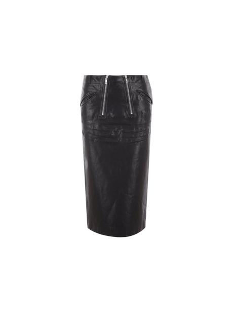 Vintage-effect Leather Pencil Skirt-PRADA-JOHN JULIA