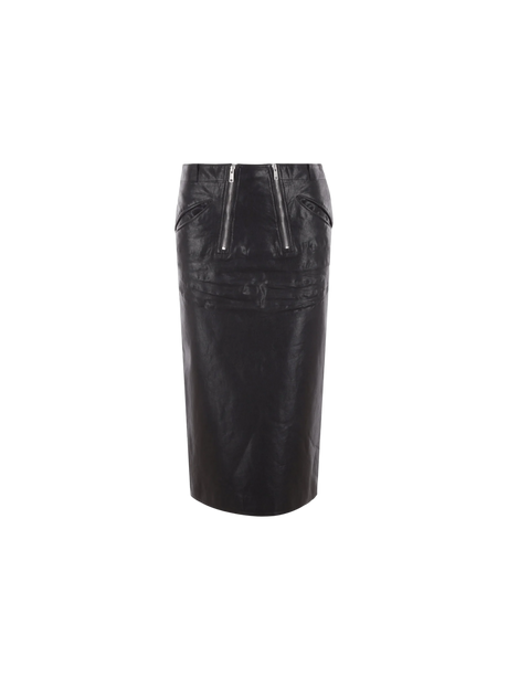 Vintage-effect Leather Pencil Skirt-PRADA-JOHN JULIA