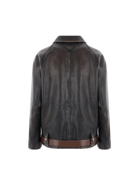 Vintage Leather Full-zip Jacket-PRADA-JOHN JULIA