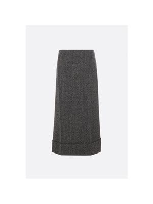 Wool Moulinè Pencil Skirt-PRADA-JOHN JULIA