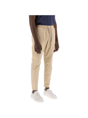 Tan Lightweight Organic Cotton Tapered Drawstring Pants PS PAUL SMITH JOHN JULIA.