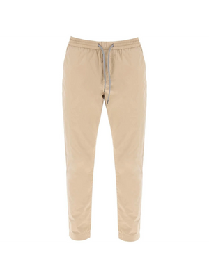 Tan Lightweight Organic Cotton Tapered Drawstring Pants PS PAUL SMITH JOHN JULIA.