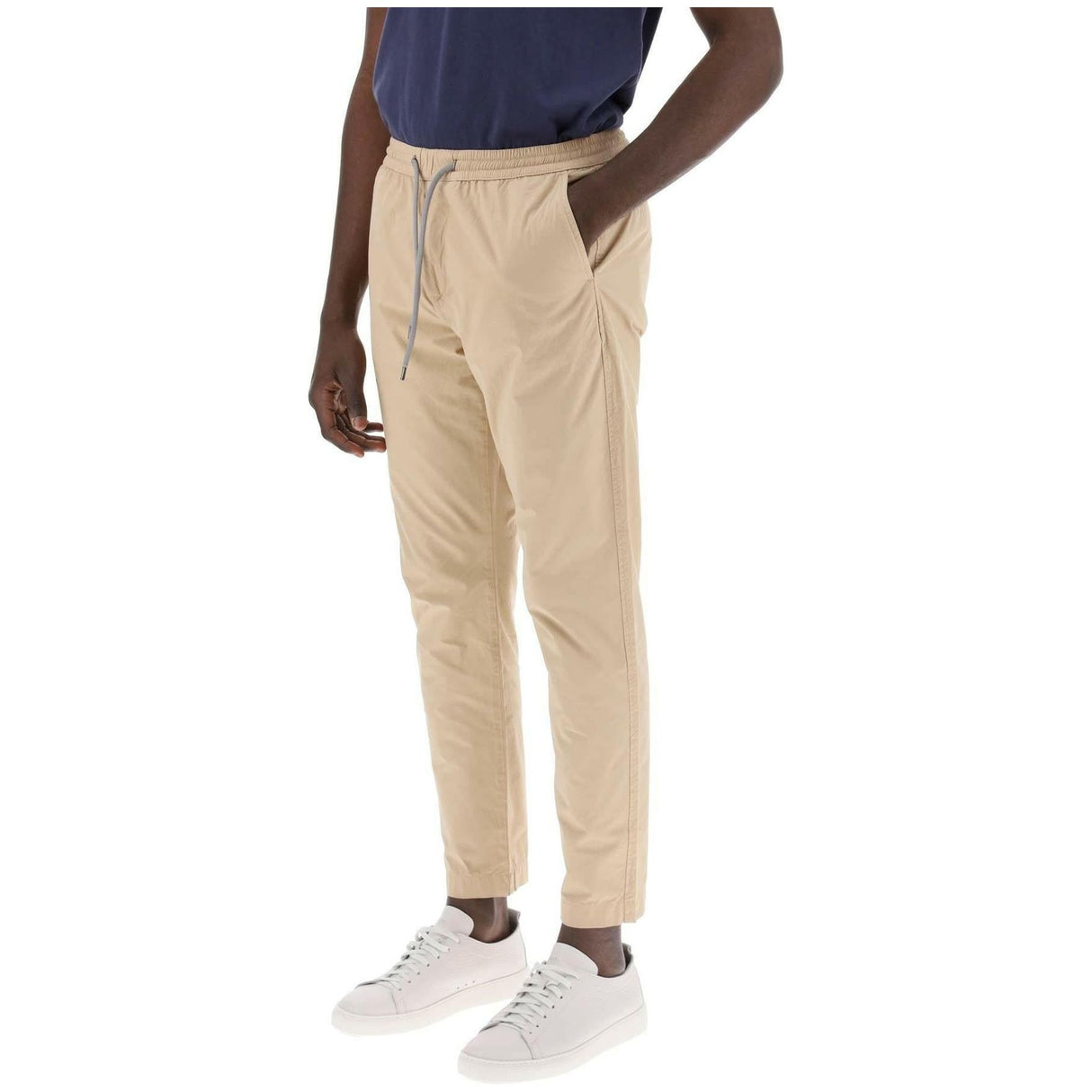 Tan Lightweight Organic Cotton Tapered Drawstring Pants PS PAUL SMITH JOHN JULIA.