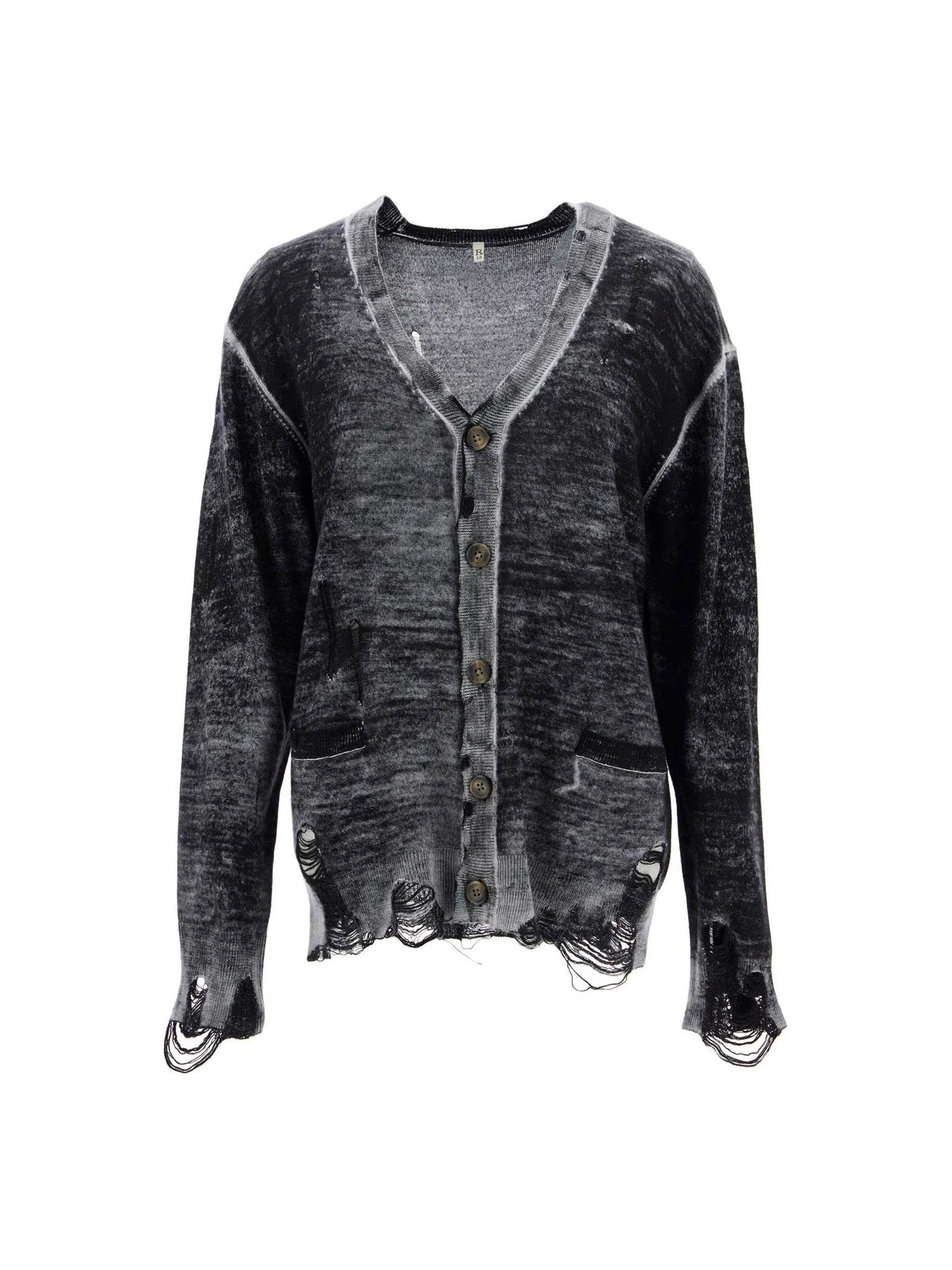 Merino Wool Distressed Detail Cardigan