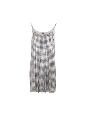 Houndstooth Print Metal Mesh Minidress-RABANNE-JOHN JULIA