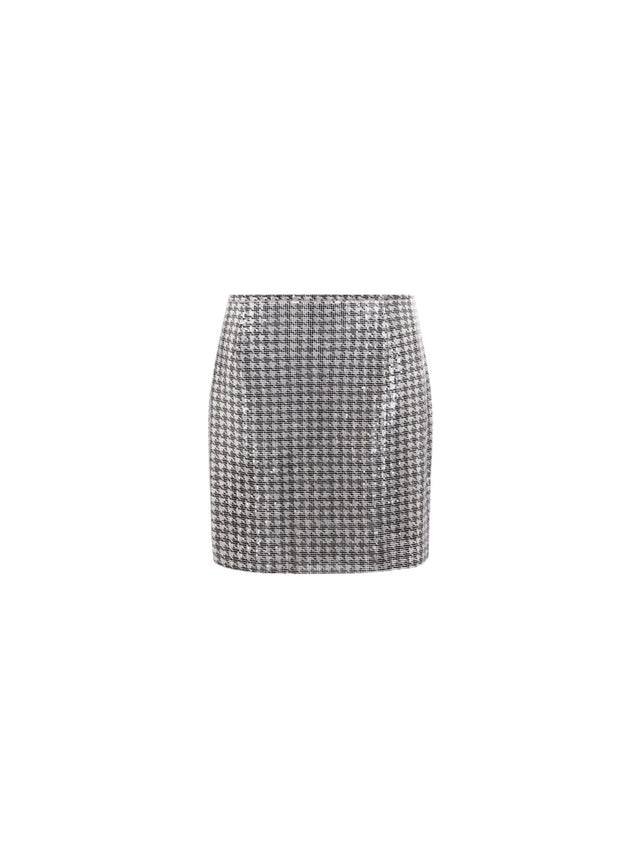 Houndstooth Print Metal Mesh Miniskirt-RABANNE-JOHN JULIA