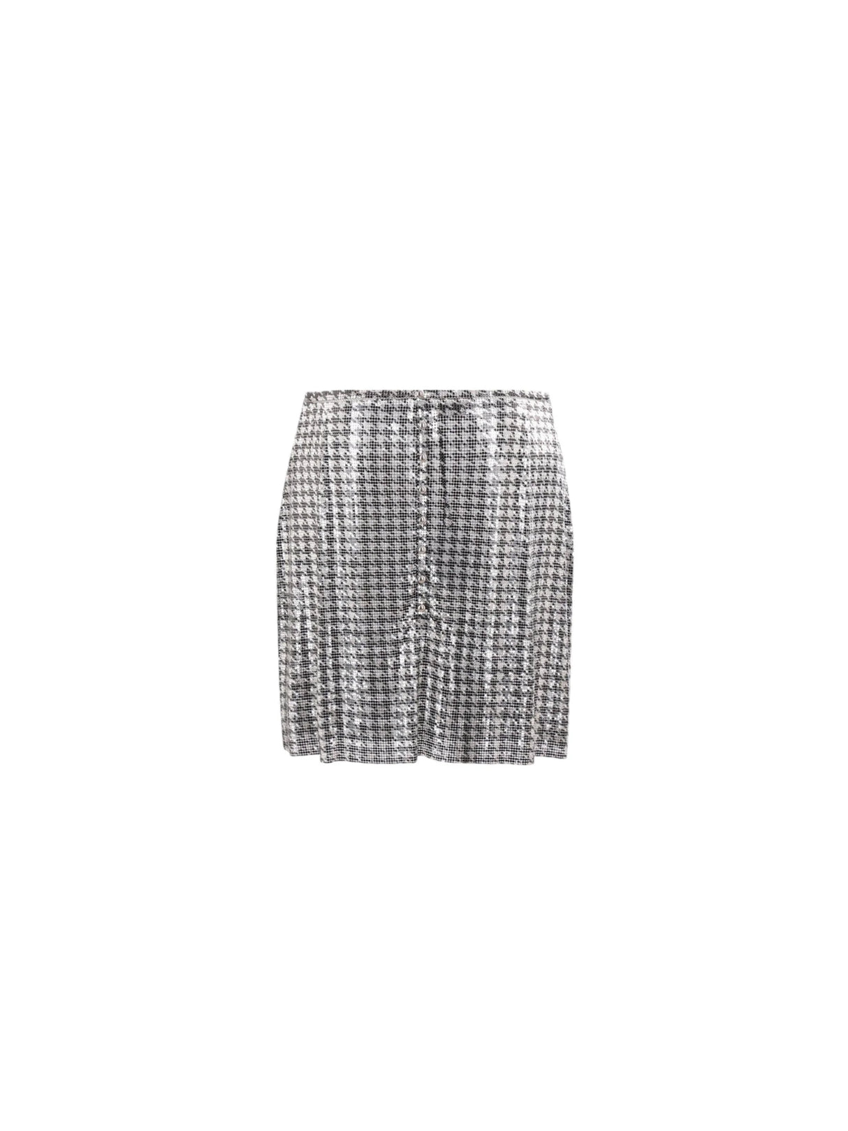 Houndstooth Print Metal Mesh Miniskirt-RABANNE-JOHN JULIA