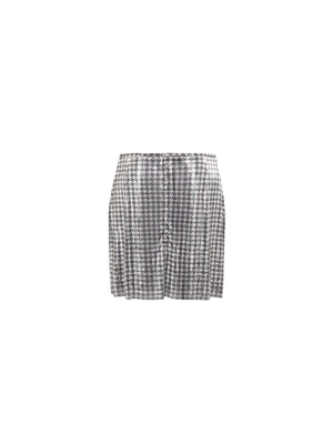 Houndstooth Print Metal Mesh Miniskirt-RABANNE-JOHN JULIA