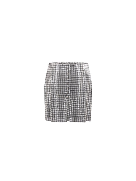 Houndstooth Print Metal Mesh Miniskirt-RABANNE-JOHN JULIA