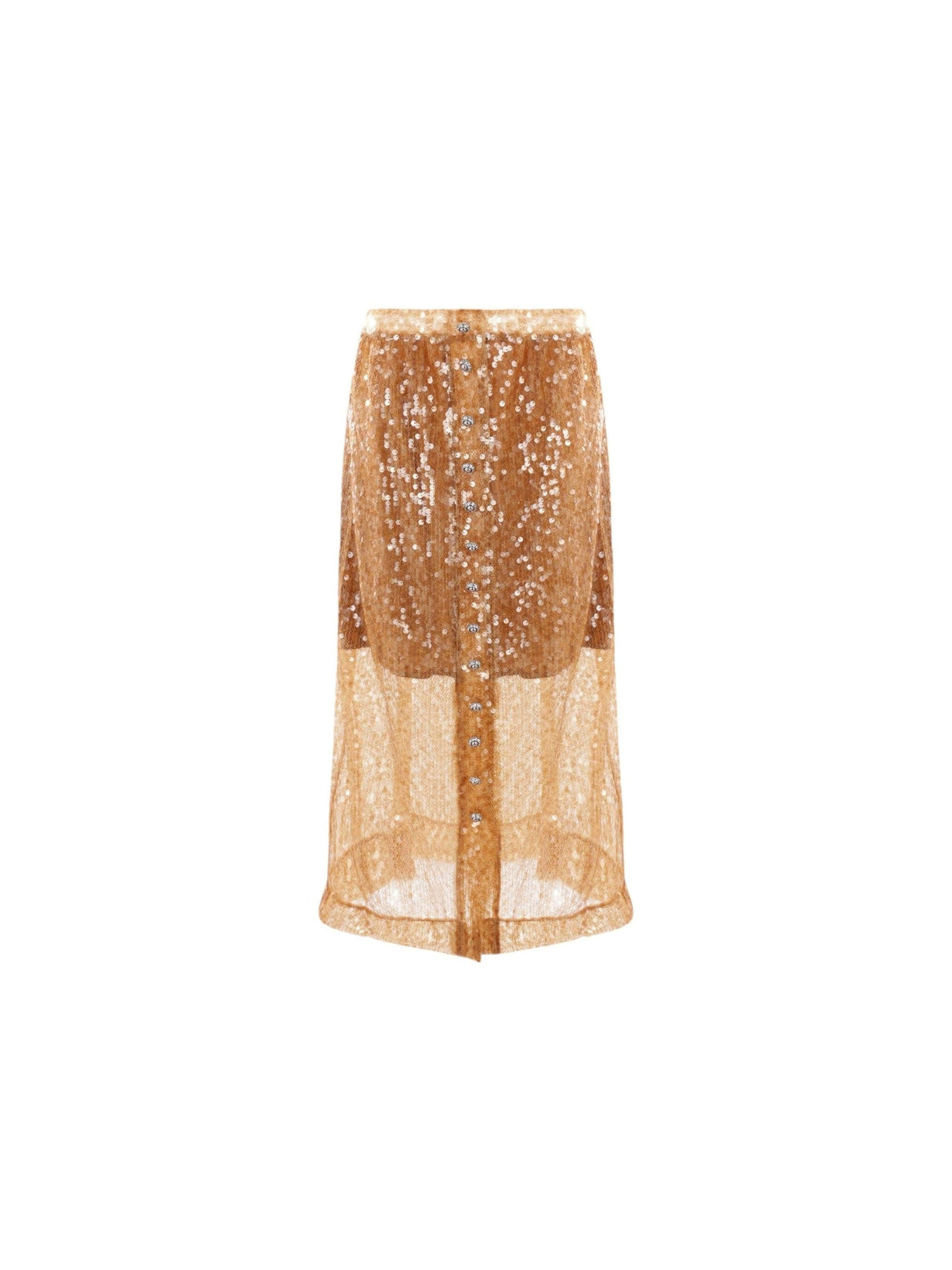 RABANNE-Sequinned Mesh Midi Skirt-JOHN JULIA