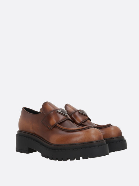 Fumé Leather Loafers-Prada-JOHN JULIA