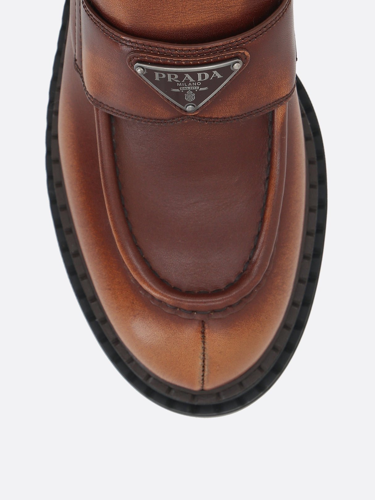 Fumé Leather Loafers-Prada-JOHN JULIA