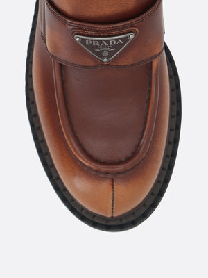 Fumé Leather Loafers-Prada-JOHN JULIA