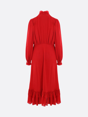 Ruffled Georgette Midi Dress-Valentino Garavani-JOHN JULIA