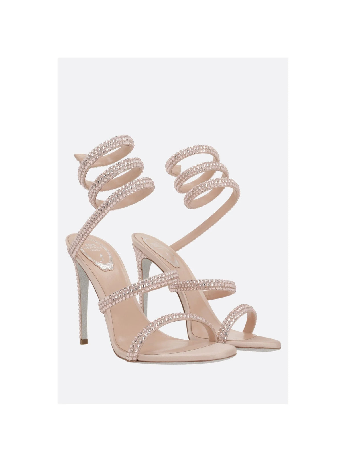 Rhinestone-Embellished Satin Cleo Sandals-RENÉ CAOVILLA-JOHN JULIA