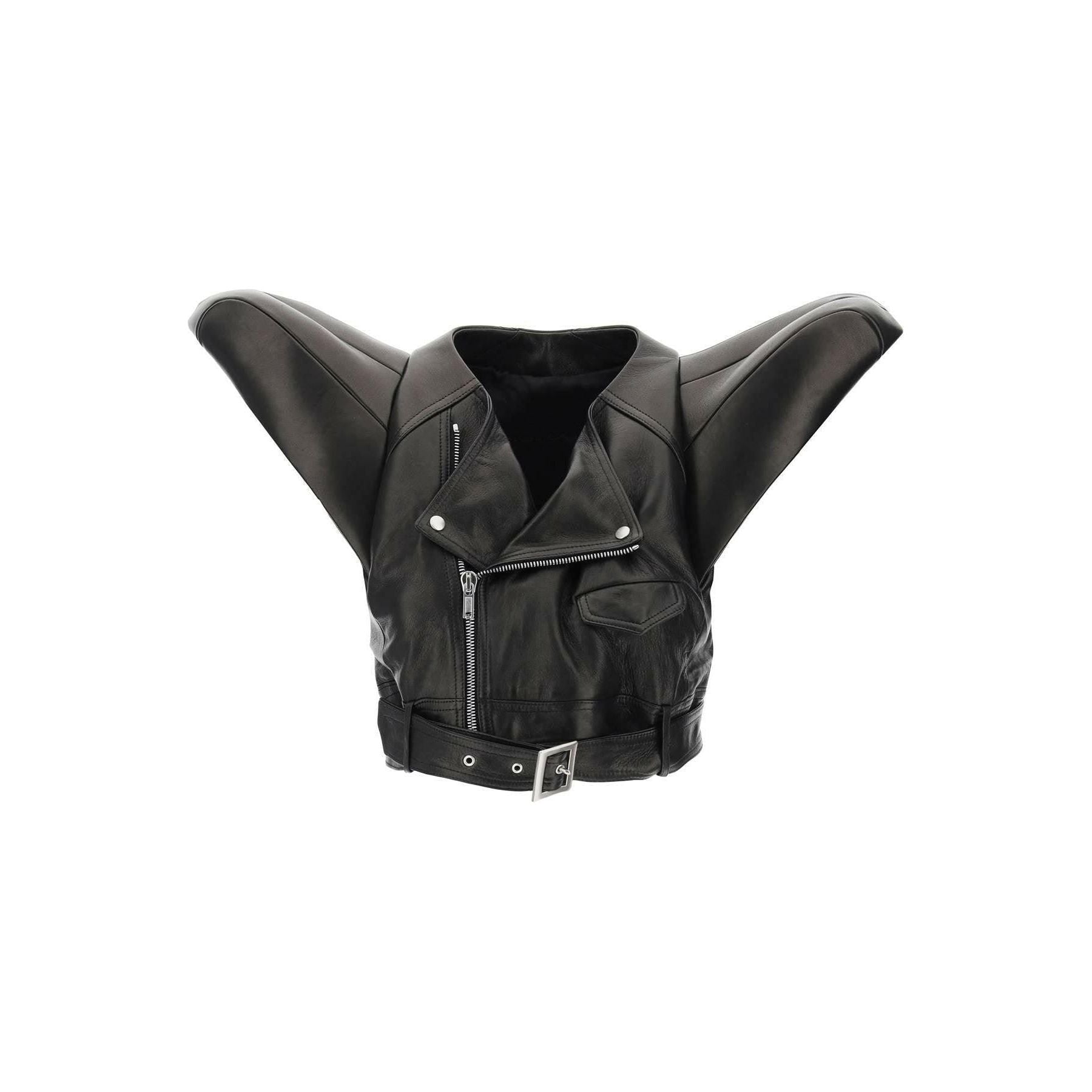 Black Leather Kunst Micro Biker Vest RICK OWENS JOHN JULIA.