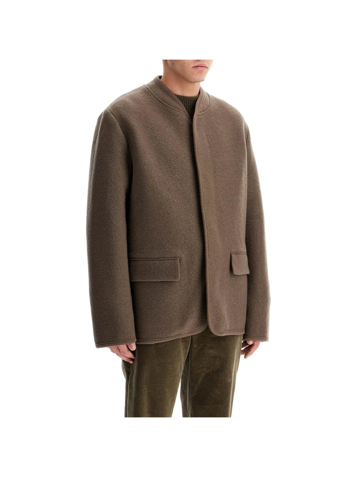 RIER Men s Brown Walker Wool Felt Coat JOHN JULIA