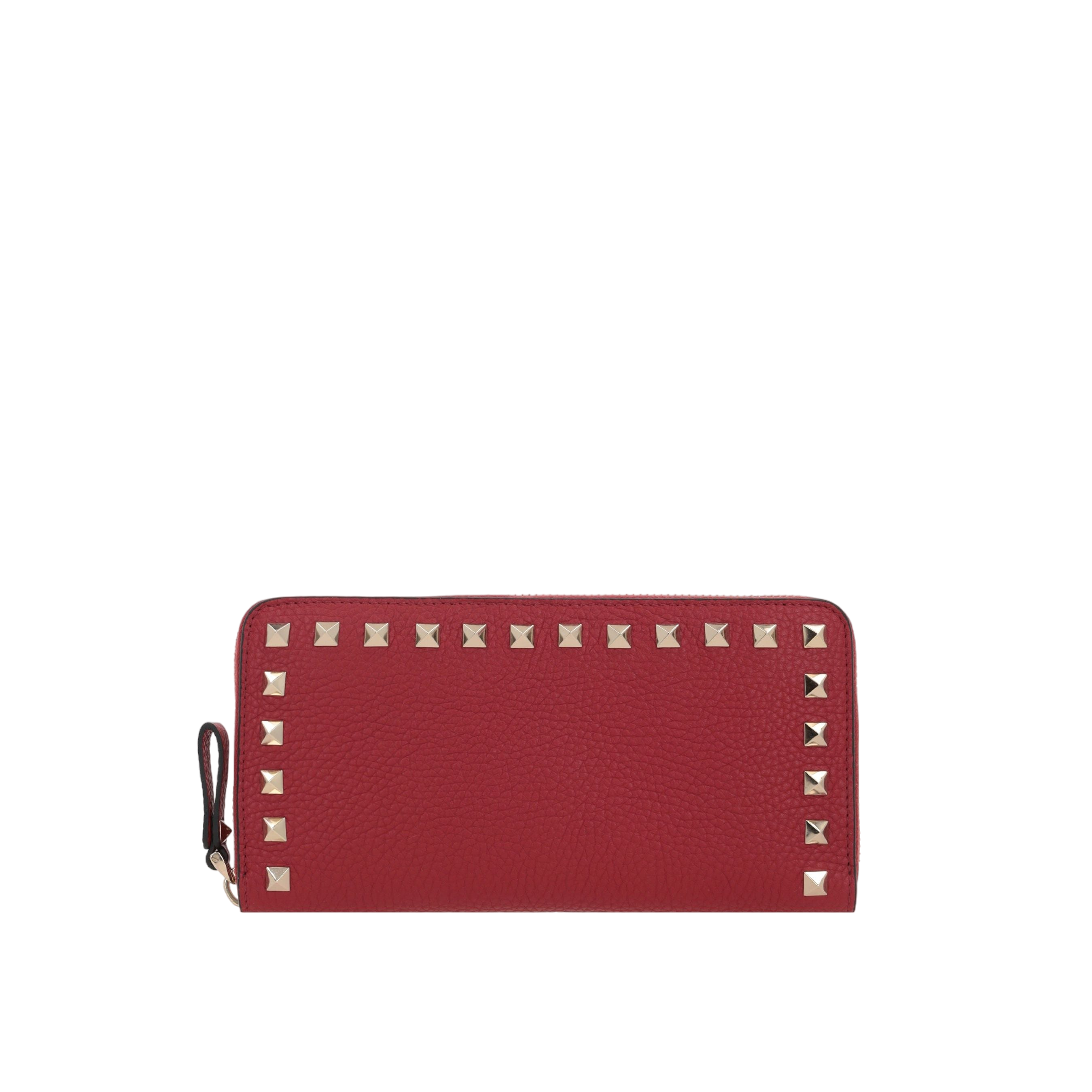 Rockstud Grainy Leather Zip-Around Wallet-VALENTINO GARAVANI-JOHN JULIA