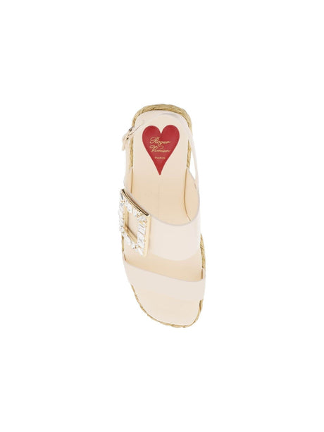 ROGER VIVIER-Crystal Buckle Nappa Leather Espadrilles-JOHN JULIA