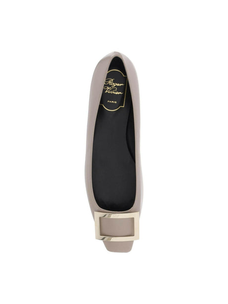 Leather Trompette Metal Buckle Ballerinas.