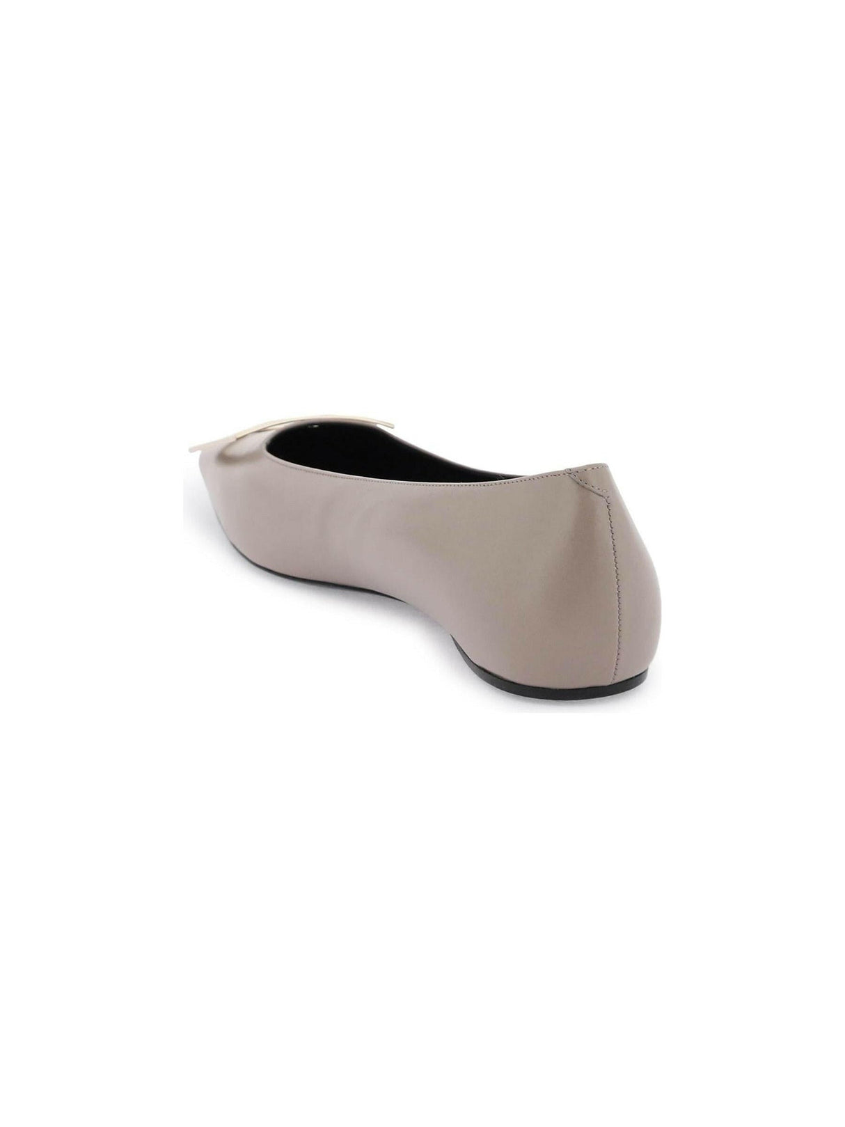 Leather Trompette Metal Buckle Ballerinas.