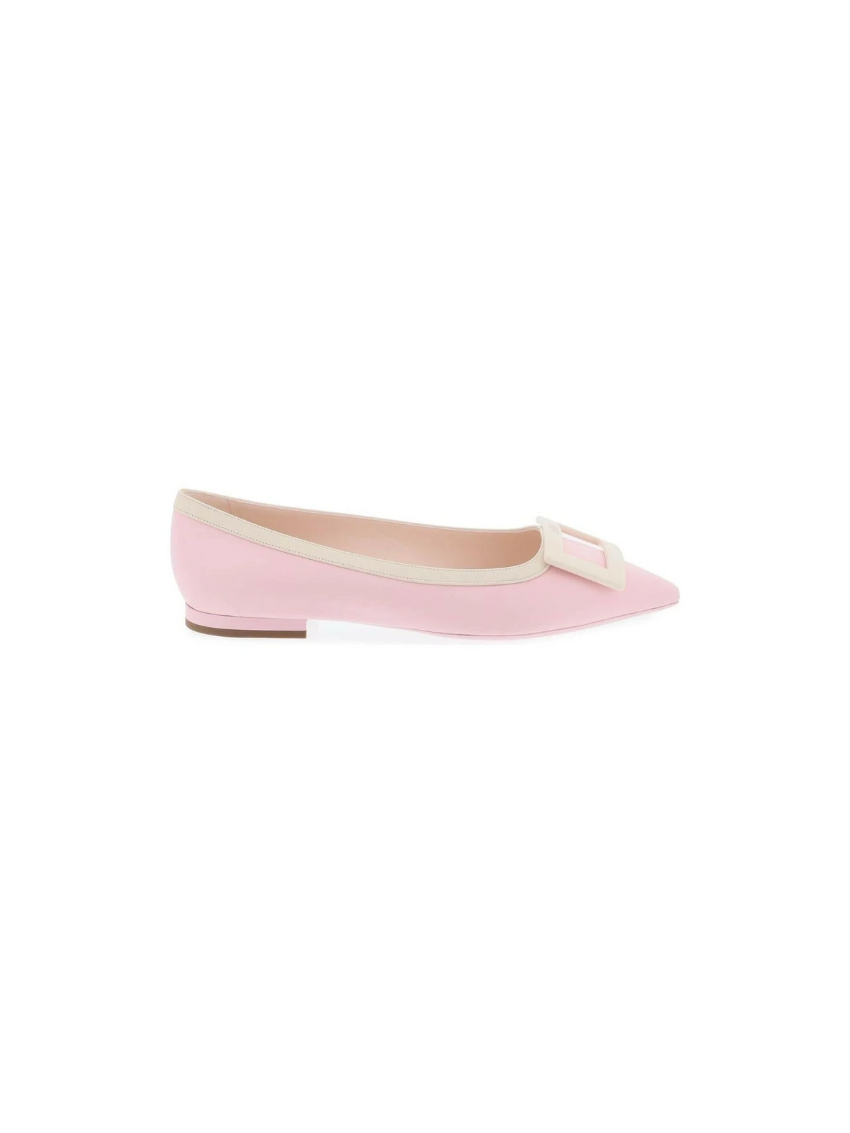 Nappa Leather Gommettine Bicolor Lacquered Buckle Ballerinas.