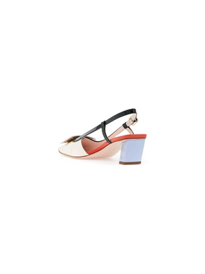 Patent Belle Vivier Covered Buckle Slingback Pumps.