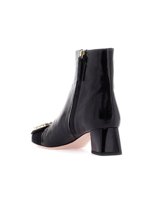 Patent Leather Très Vivier Ankle Boots Crystal Buckle