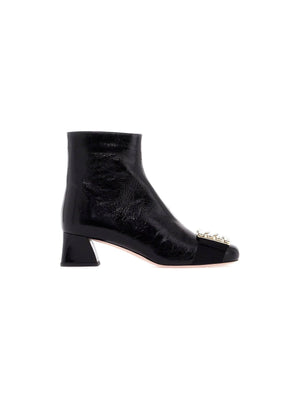 Patent Leather Très Vivier Ankle Boots Crystal Buckle