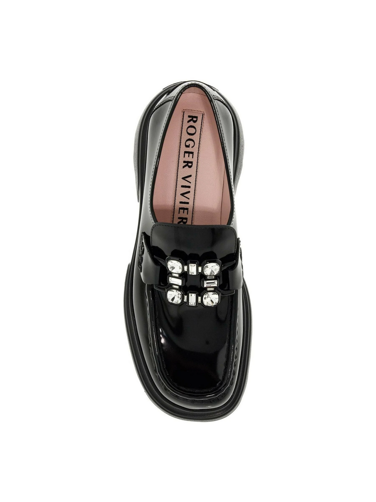 Patent Leather Wallaviv Strass Buckle Loafers.