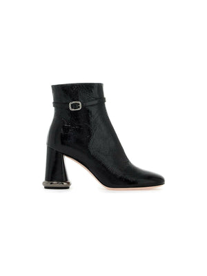 Roundytoe Mini Buckle Leather Booties.