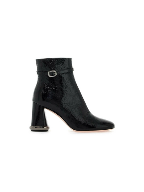 Roundytoe Mini Buckle Leather Booties.