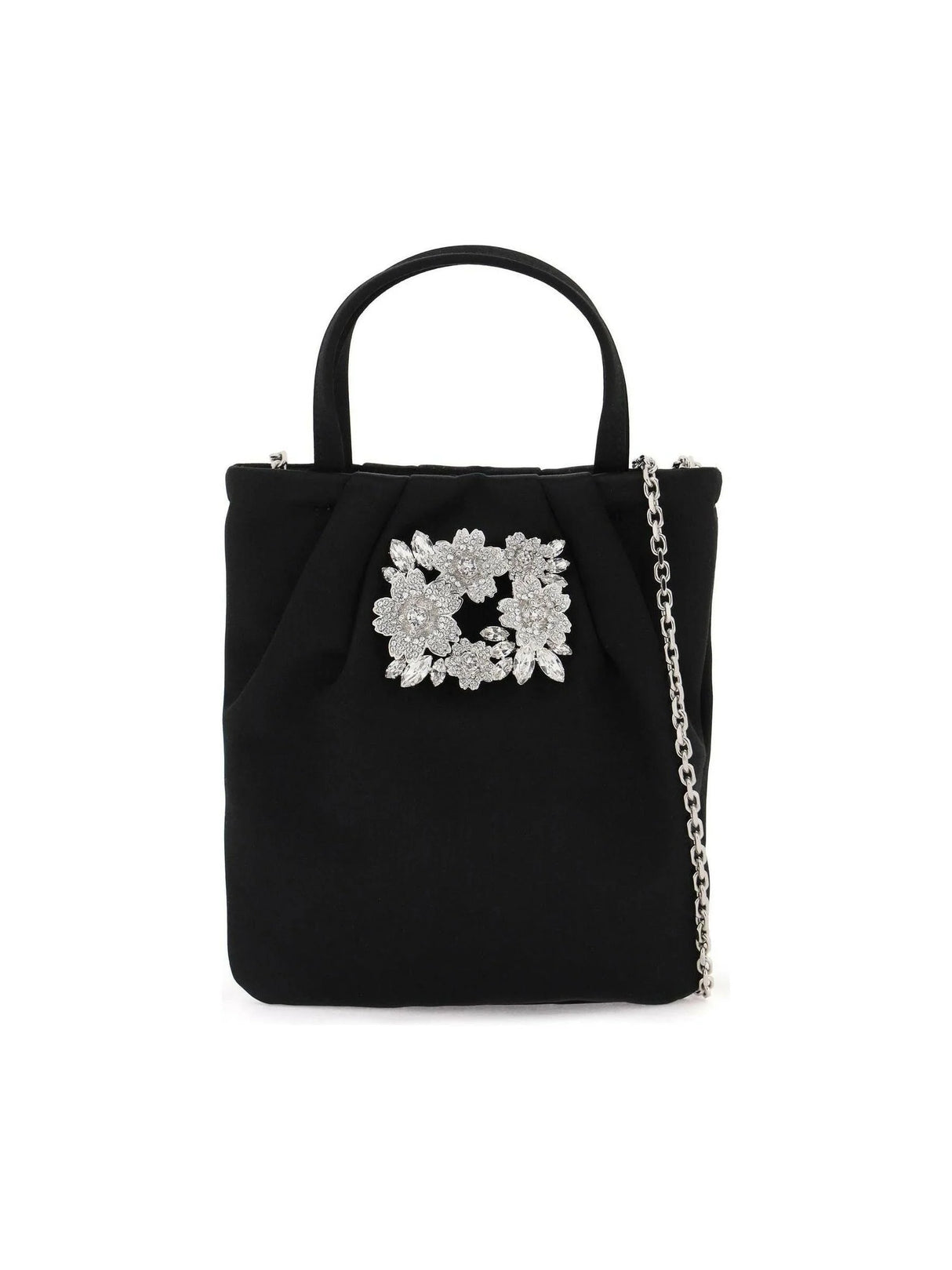 Satin Drapé Pocket Bouquet Strass Buckle Micro Bag.