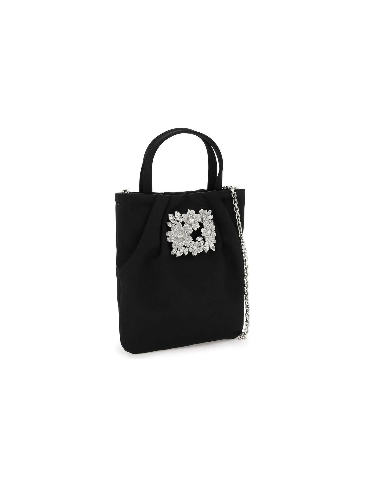 Satin Drapé Pocket Bouquet Strass Buckle Micro Bag.