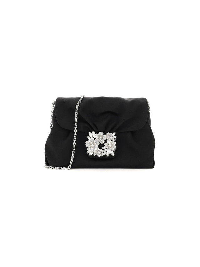 Satin RV Bouquet Strass Buckle Drapé Mini Bag.