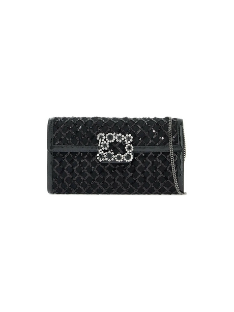 Sequins Envelope Flap Flower Buckle Clutch Bag.