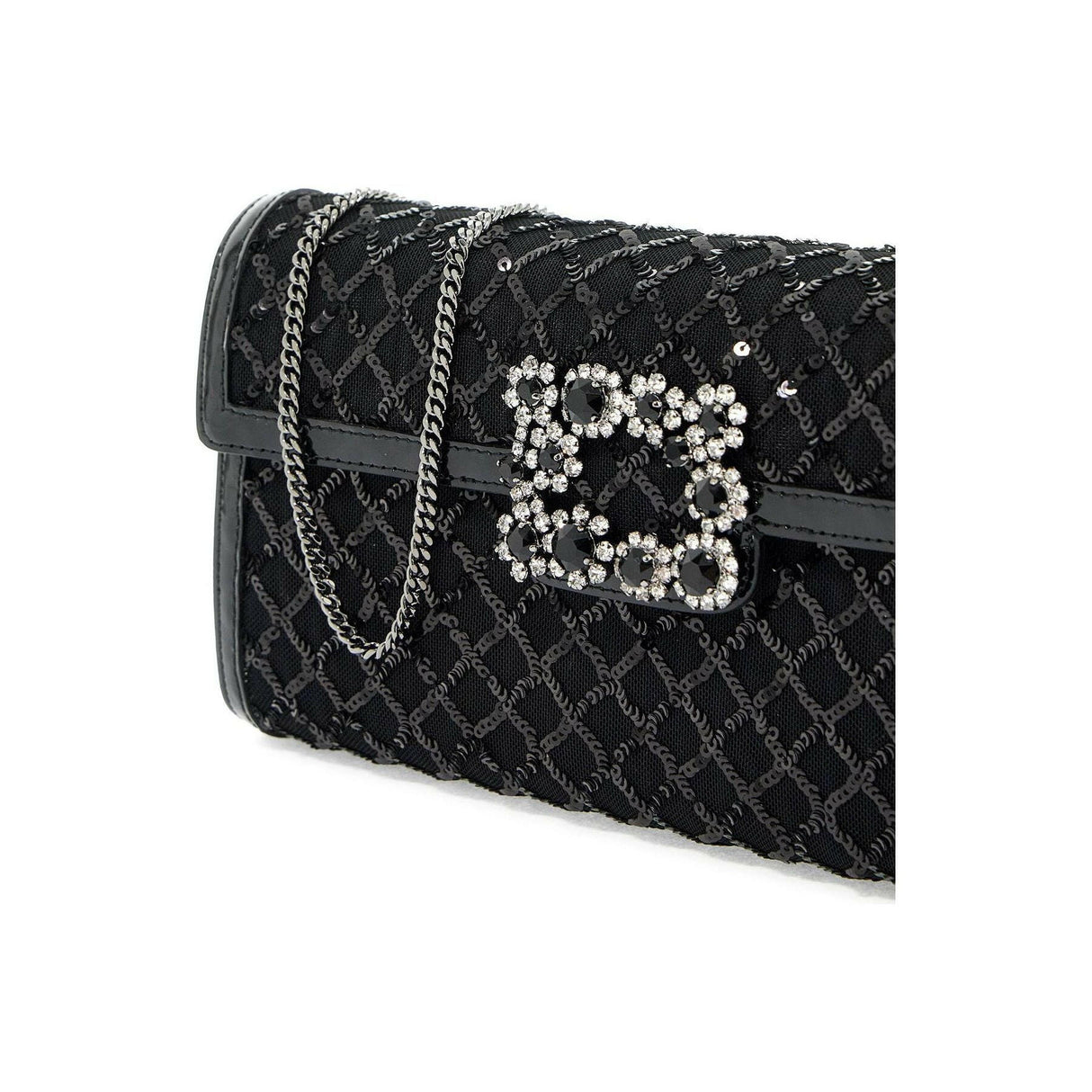 Sequins Envelope Flap Flower Buckle Clutch Bag.