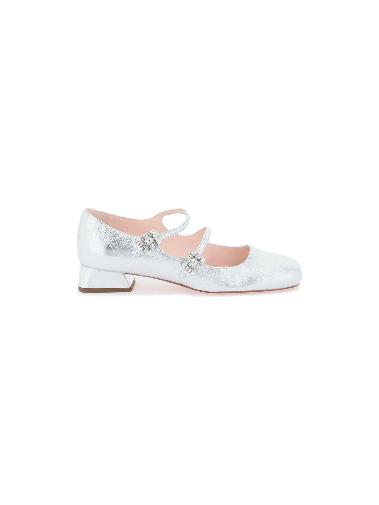 Silver Mini Très Vivier Strass Buckle Babies Leather Ballerinas ROGER VIVIER JOHN JULIA.