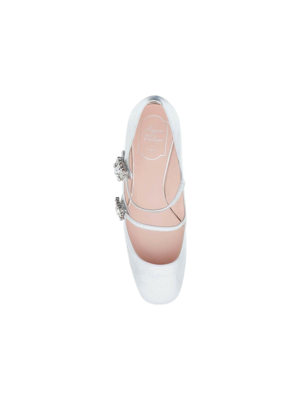 Silver Mini Très Vivier Strass Buckle Babies Leather Ballerinas ROGER VIVIER JOHN JULIA.