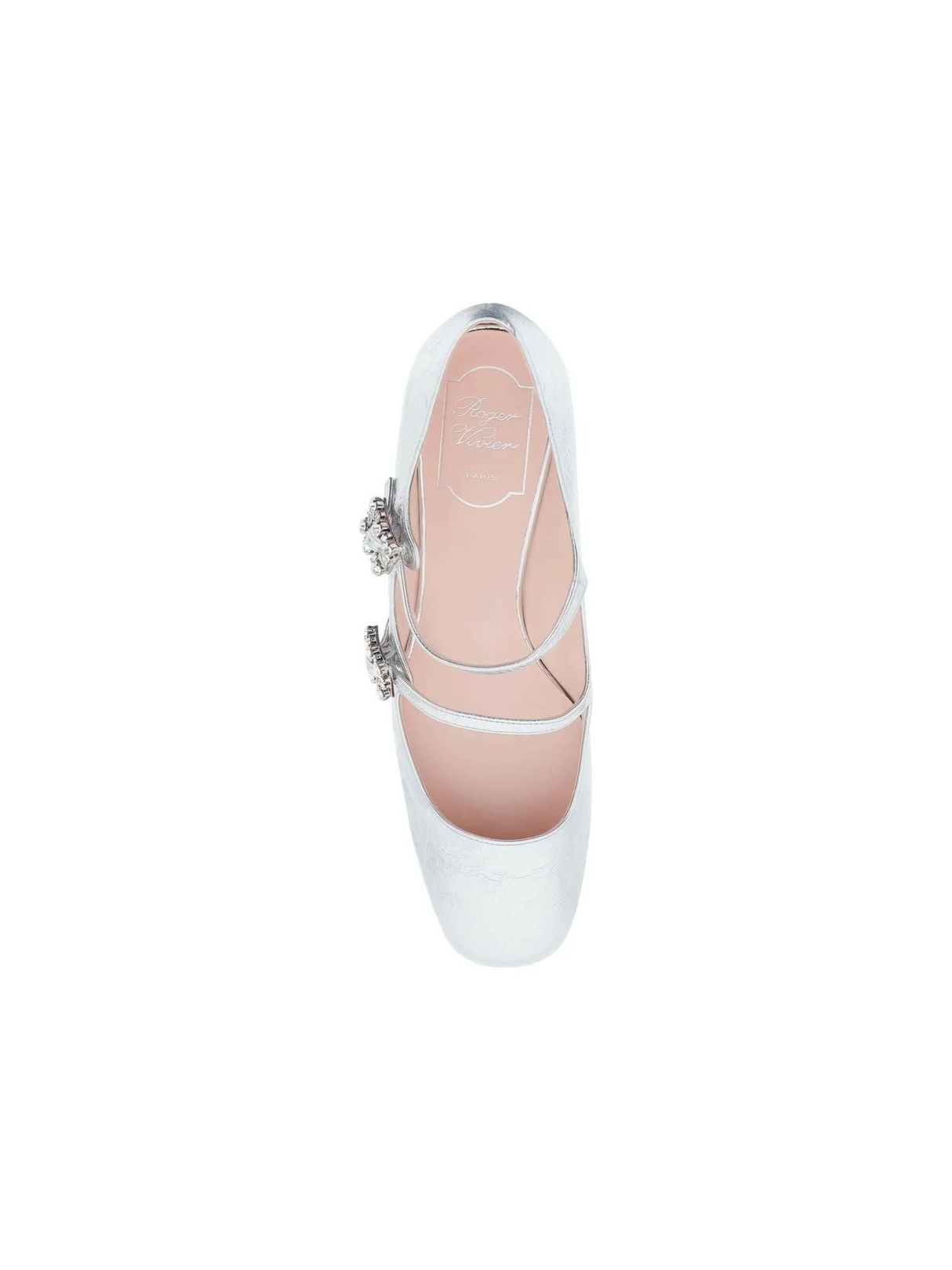 Silver Mini Très Vivier Strass Buckle Babies Leather Ballerinas ROGER VIVIER JOHN JULIA.