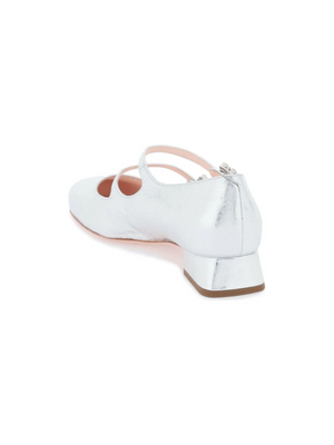 Silver Mini Très Vivier Strass Buckle Babies Leather Ballerinas ROGER VIVIER JOHN JULIA.