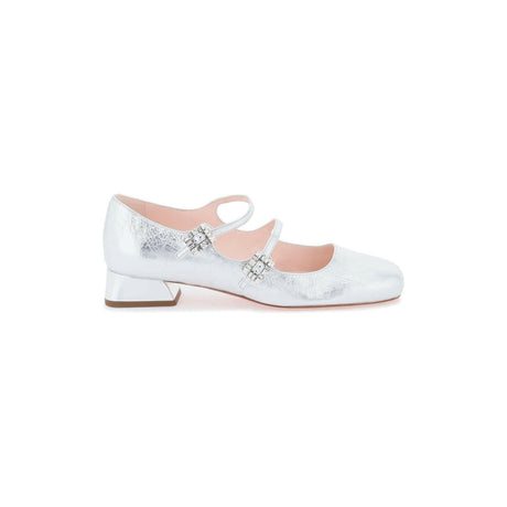 Silver Mini Très Vivier Strass Buckle Babies Leather Ballerinas ROGER VIVIER JOHN JULIA.