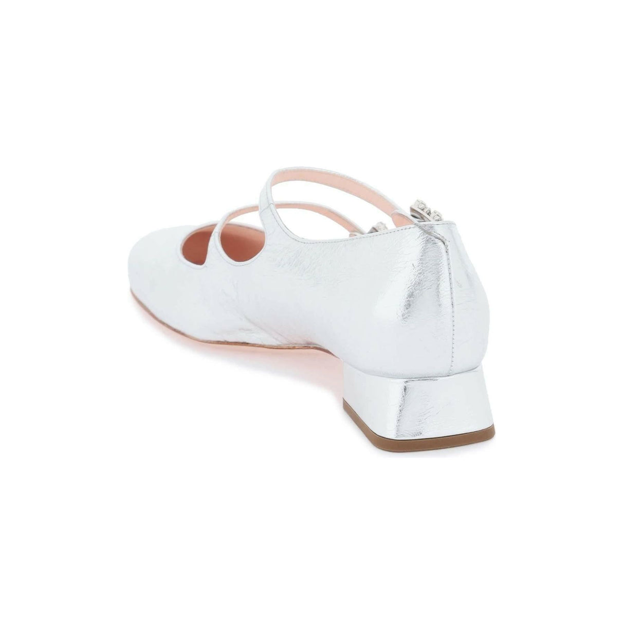 Silver Mini Très Vivier Strass Buckle Babies Leather Ballerinas ROGER VIVIER JOHN JULIA.