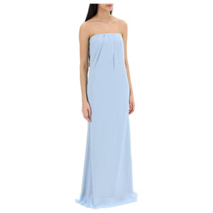 Strapless Satin Crepe Gown.