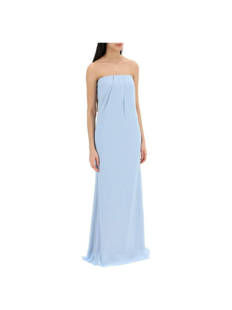 Strapless Satin Crepe Gown.