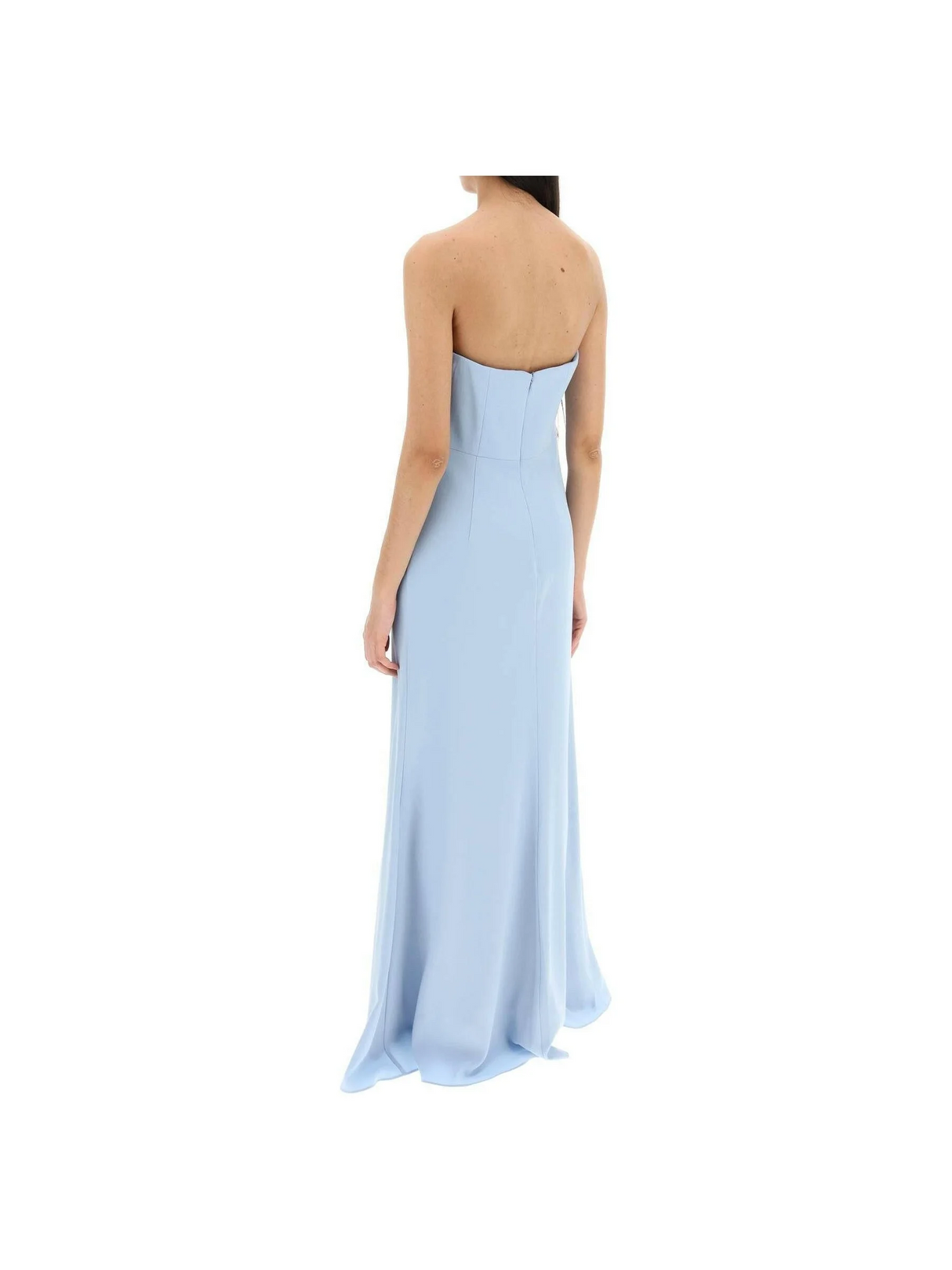 Strapless Satin Crepe Gown.