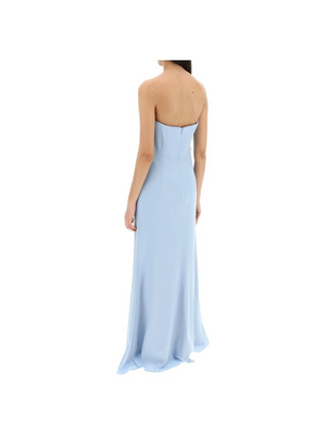 Strapless Satin Crepe Gown.