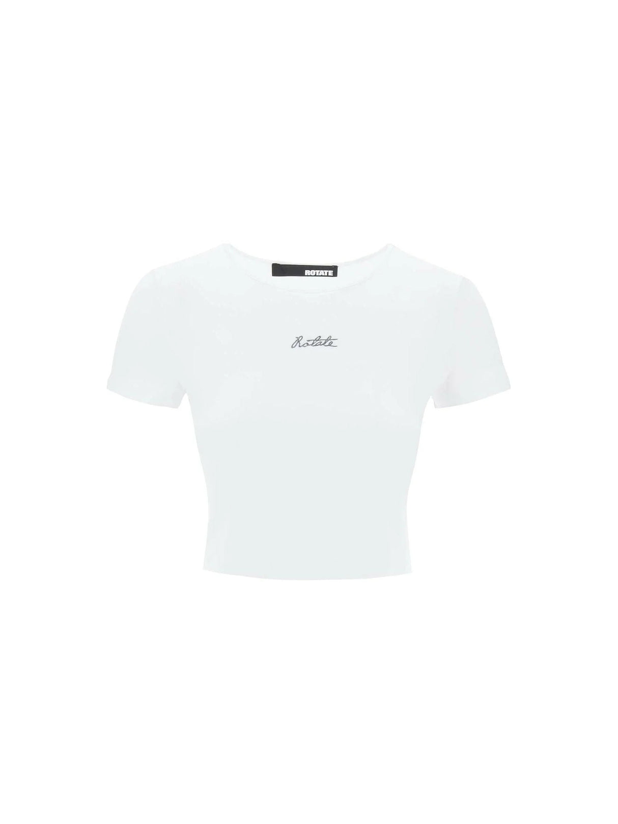 ROTATE-Cropped Bright Logo Organic Cotton-Blend Cropped T-Shirt-JOHN JULIA