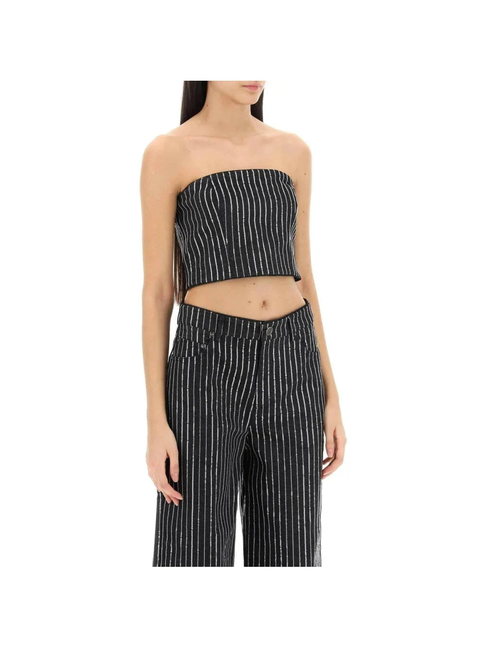 Cropped Top With Sequined Stripes ROTATE JOHN JULIA.