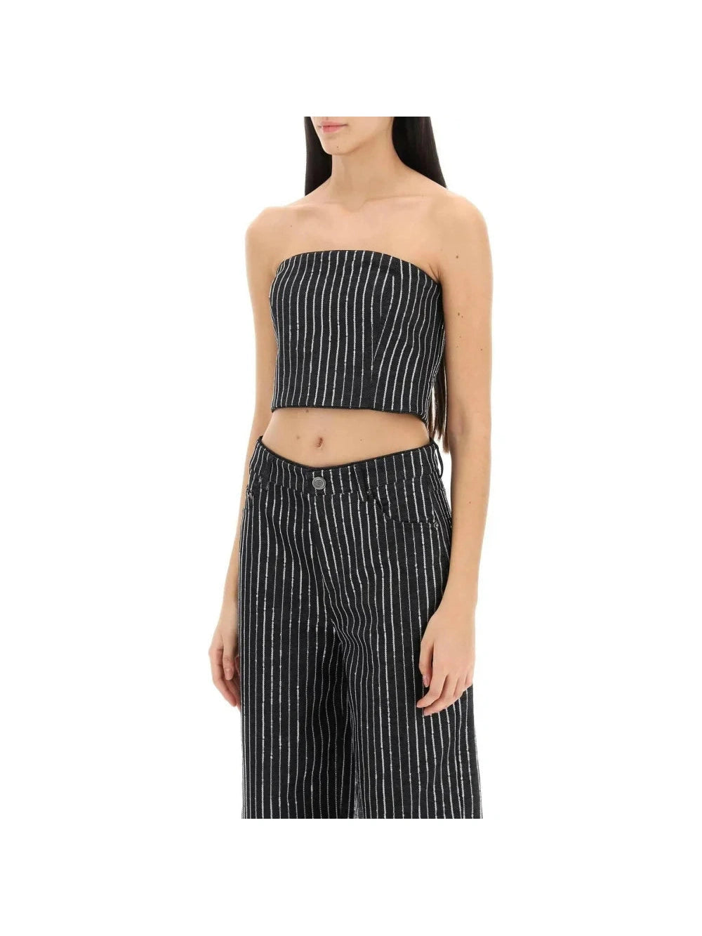 Cropped Top With Sequined Stripes ROTATE JOHN JULIA.